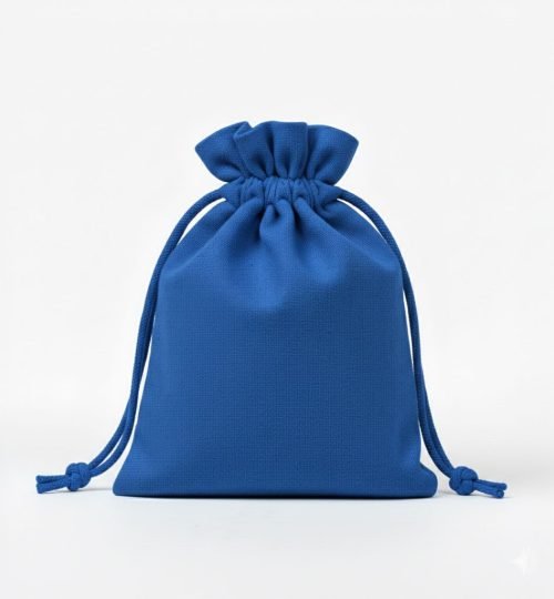 cotton drawstring bag in blue color - cotton tote factory