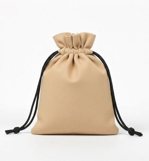 cotton drawstring bag in cream color - cotton tote factory