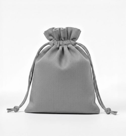 cotton drawstring bag in gray color - cotton tote factory