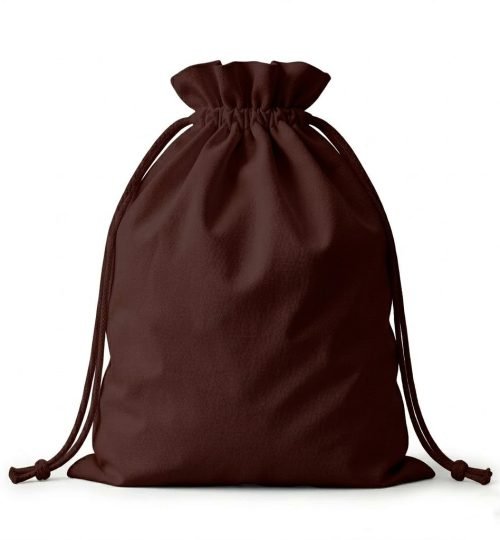 dark brown cotton canvas large drawstring bag - cotton tote factory