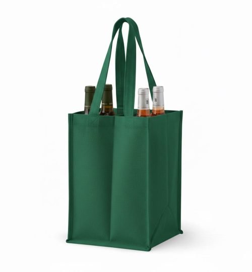 dark green Color wine cotton bag 4 side gazette 280gsm - Cotton Tote Factory