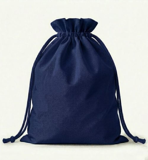 dark navy blue cotton canvas large drawstring bag - cotton tote factory