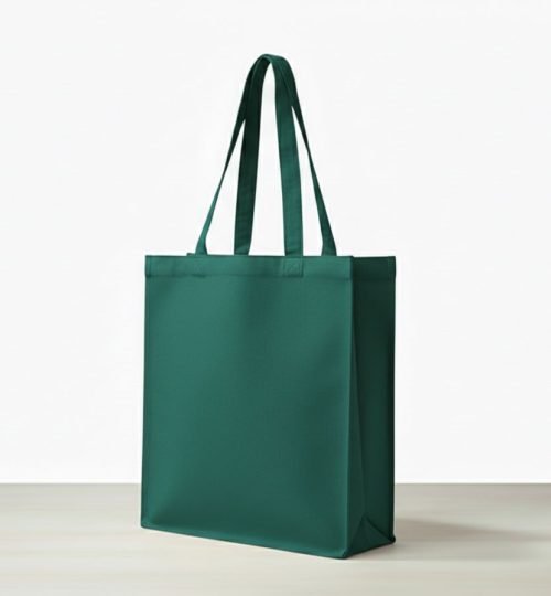green canvas tote bag with 3 side gazette - Cotton Tot Factory