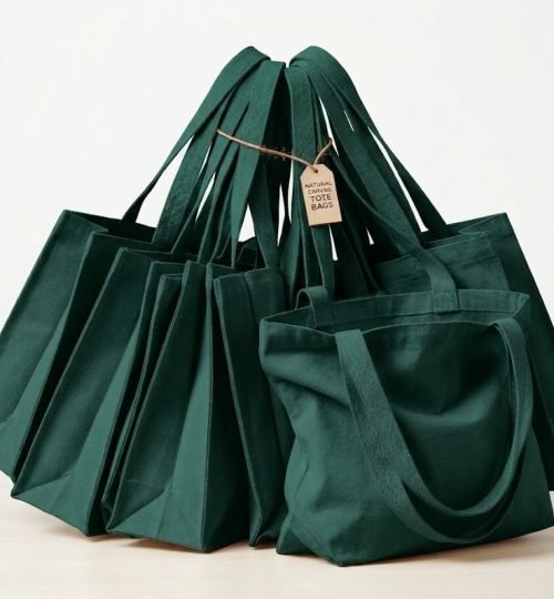 green canvas tote bag with 3 side gazette collection - Cotton Tot Factory