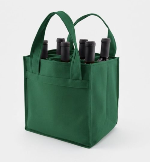 green color 6 bottles wine cotton bag 350gsm - cotton tote factory