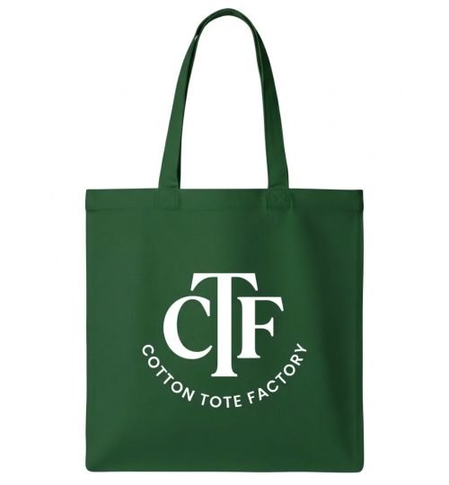 green cotton tote bag with logo print - cotton tote factory