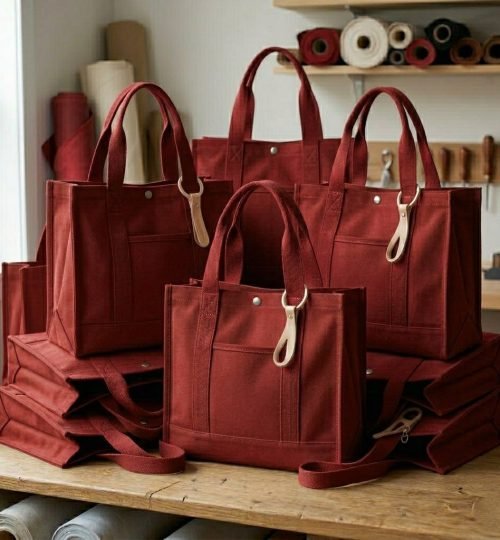 heavy duty Red canvas cotton tote bags collection - cotton tote factory