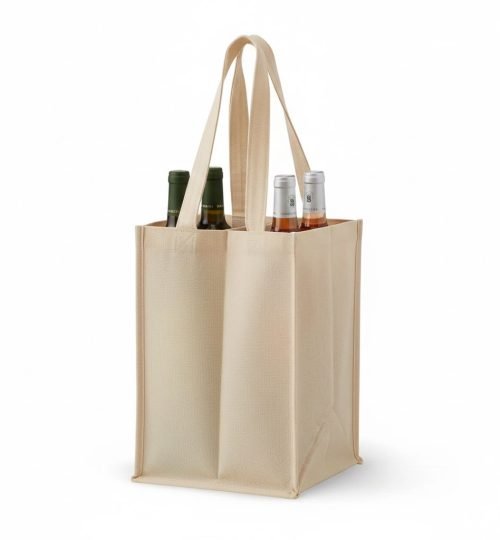 natural Color wine cotton bag 4 side gazette 280gsm - Cotton Tote Factory