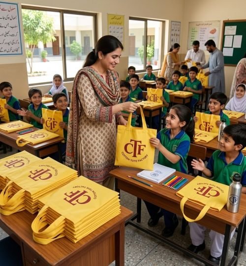 promotional gifts in yellow cotton bags with printed logo - Cotton Tote Factory