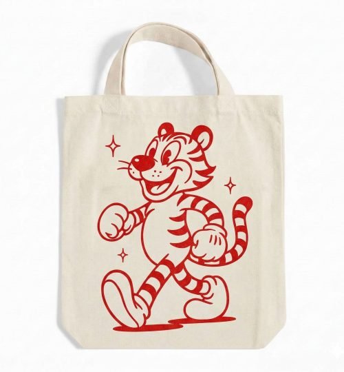 small cotton bag in natural color with cartoon printing- Cotton Tote Factory