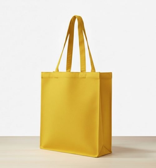 yellow canvas tote bag with 3 side gazette - Cotton Tot Factory